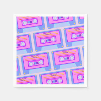 Servilleta De Papel Aniversario feliz de la estética del vaporwave de