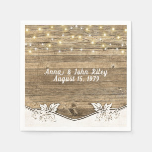 Servilleta De Papel aniversario iluminación en madera