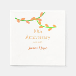 Servilleta De Papel aniversario número 10 hoja lavanda naranja clásico