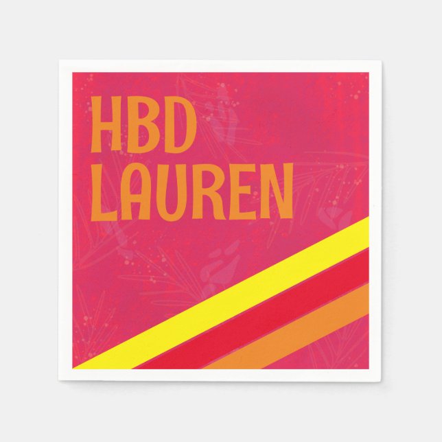 Servilleta De Papel Aniversario preppy Banda rosa caliente (Anverso)