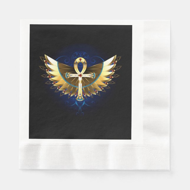 Servilleta De Papel Ankh de oro con alas (Anverso)