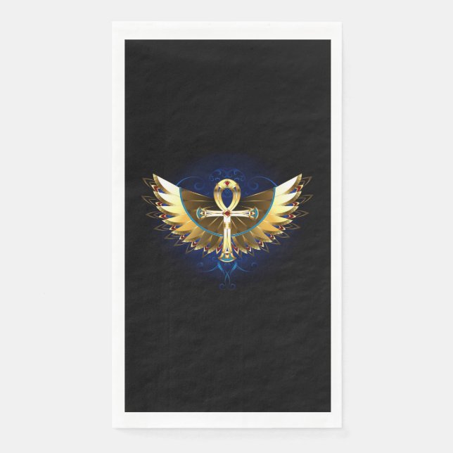 Servilleta De Papel Ankh de oro con alas (Anverso)