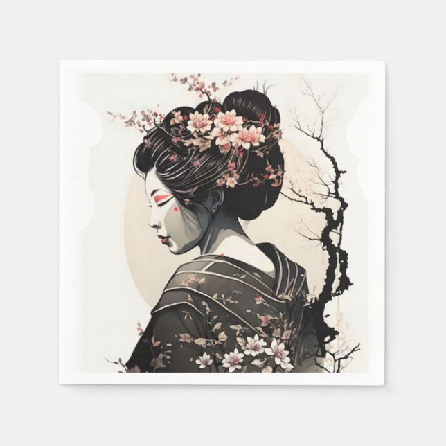 Servilleta De Papel Anmutige japanische Geisha -  (Anverso)