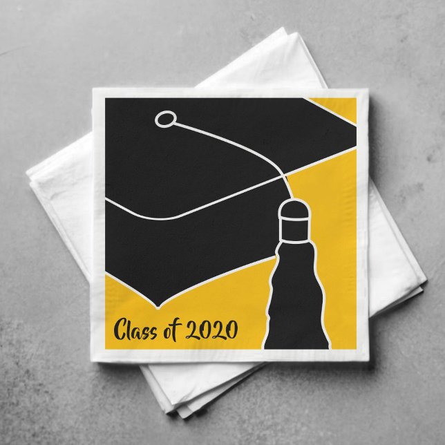 Servilleta De Papel Año de clase Grado Cap Negro y Oro (Subido por el creador)