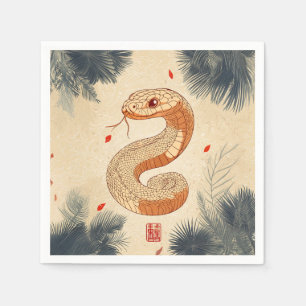 Servilleta De Papel Año de la serpiente majestuosa Cobra doble felicid