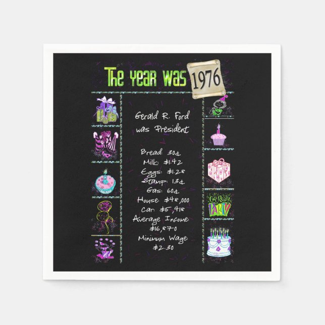 Servilleta De Papel Año de nacimiento 1976 (Anverso)