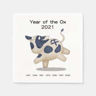 Servilleta De Papel Año del animal Ox Cute Zodiac 2021
