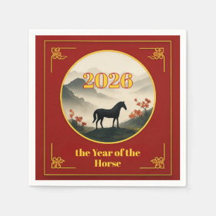 Servilleta De Papel Año del Caballo 2026 Año Nuevo Chino Montaña 
