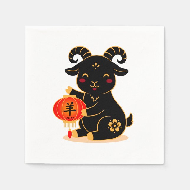 Servilleta De Papel Año del Cabrito Negro 2027 Lindo (Anverso)