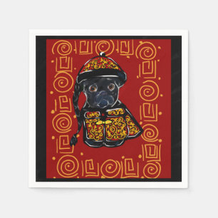 Servilleta De Papel Año del Perro Pug Negro
