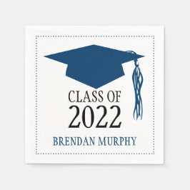 Servilleta De Papel Año escolar Mortarboard de graduación azul de la M