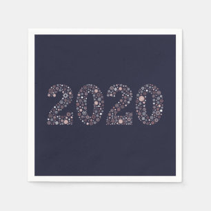 Servilleta De Papel Año Nuevo 2020 copos de nieve azules, rosados y bl