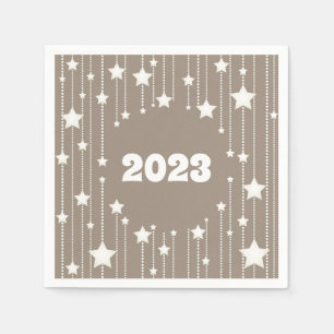 Servilleta De Papel Año Nuevo 2023 estrellas blancas de color beige na