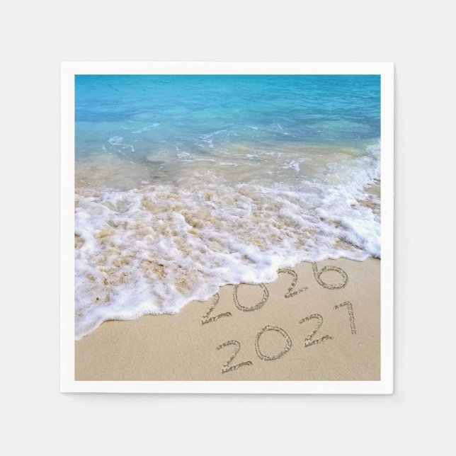 Servilleta De Papel Año Nuevo 2027 Arena de Playa (Anverso)
