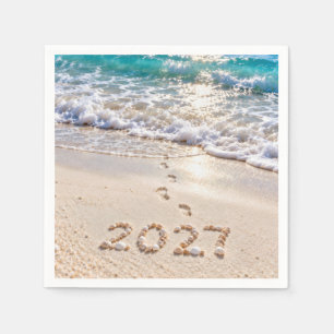 Servilleta De Papel Año Nuevo 2027 Conchas en una Playa