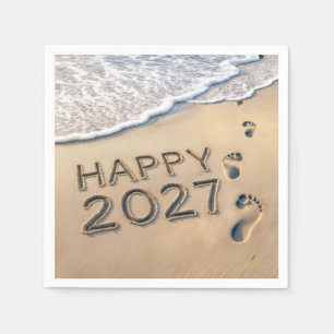 Servilleta De Papel Año Nuevo 2027 Huellas en la Playa