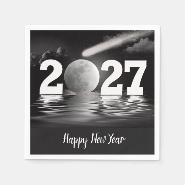 Servilleta De Papel Año Nuevo 2027 Luna Llena con Cometa (Anverso)