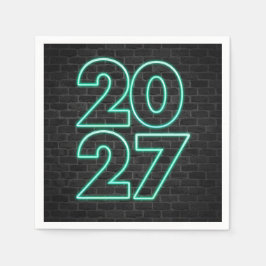 Servilleta De Papel Año Nuevo 2027 Neon en Ladrillo