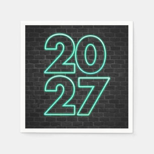 Servilleta De Papel Año Nuevo 2027 Neon en Ladrillo