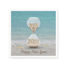 Año Nuevo 2027 Reloj de arena con estrella de mar