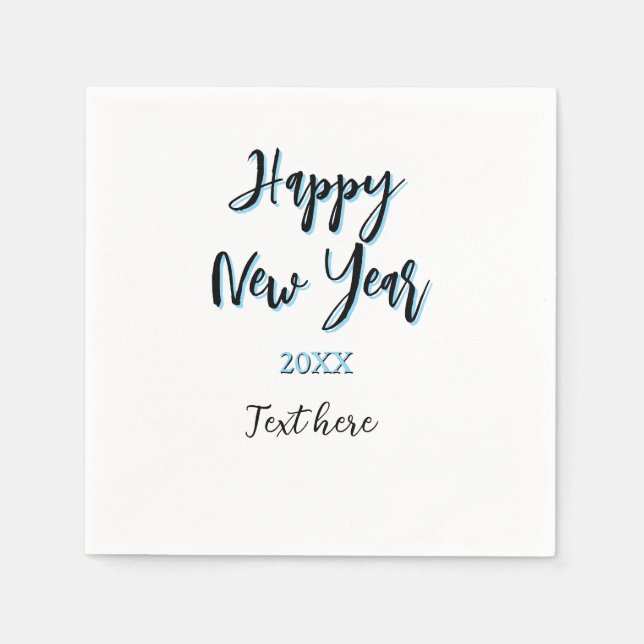 Servilleta De Papel Año nuevo azul negro audaz año simple (Anverso)