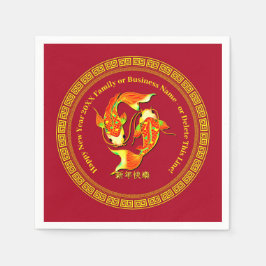 Servilleta De Papel Año Nuevo Chino 20xx Añadir el nombre Koi Carp Fis