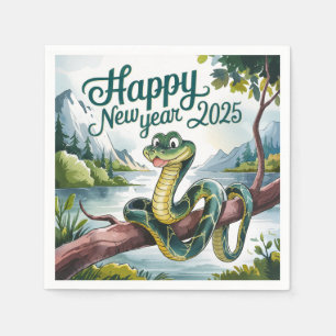 Servilleta De Papel Año Nuevo Chino De La Serpiente De La Madera Feliz