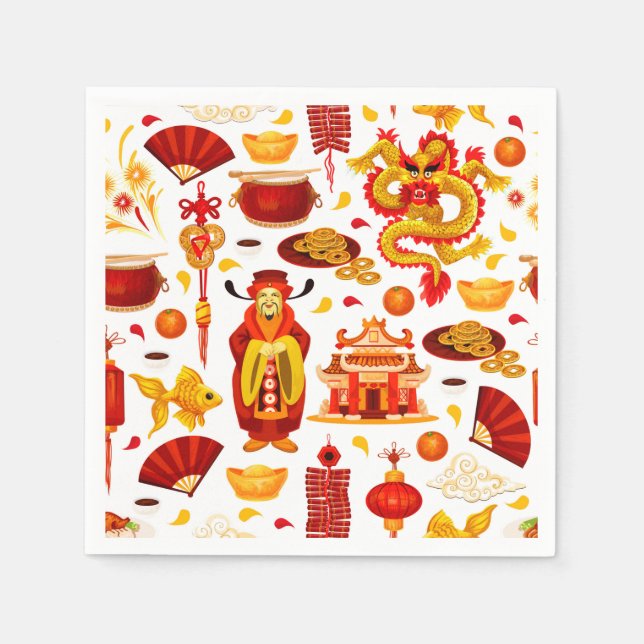 Servilleta De Papel Año Nuevo Chino Feliz (Anverso)