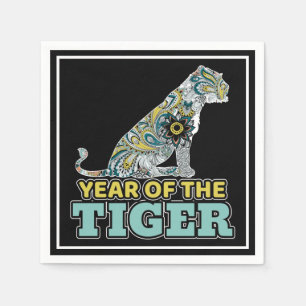 Servilleta De Papel Año Nuevo Chino - Tigre Blanco Zodiaco