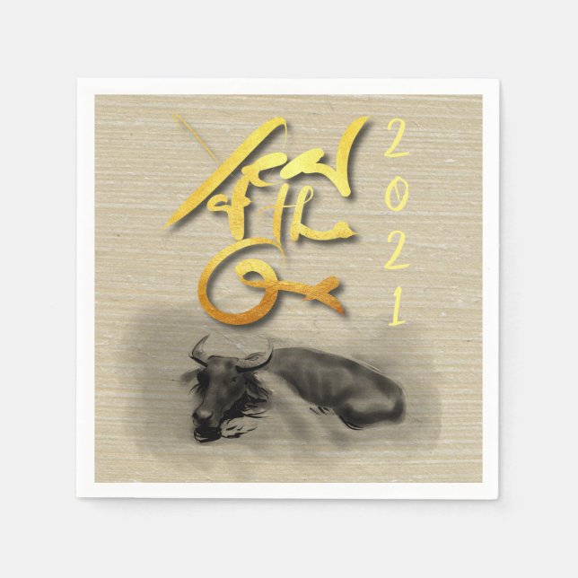 Servilleta De Papel Año Nuevo PN de búfalo de agua de pintura original (Anverso)