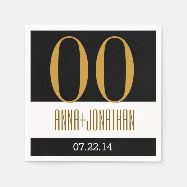 Servilleta De Papel Año personalizado Aniversario del oro moderno y ne (Anverso)