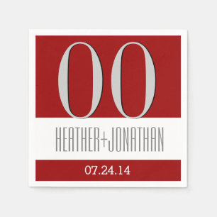 Servilleta De Papel Año personalizado Aniversario moderno rojo y plate