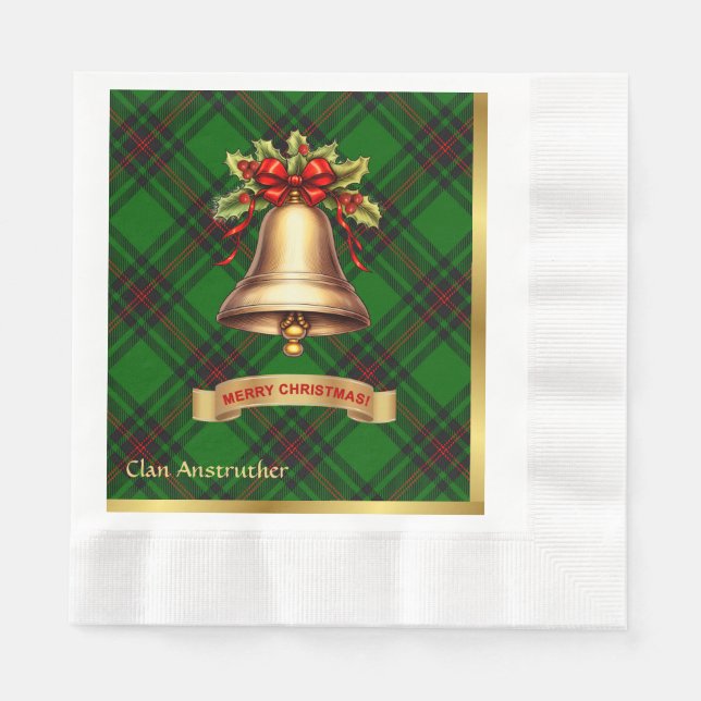 Servilleta De Papel Anstruther Tartán de Navidad Personalizado (Anverso)