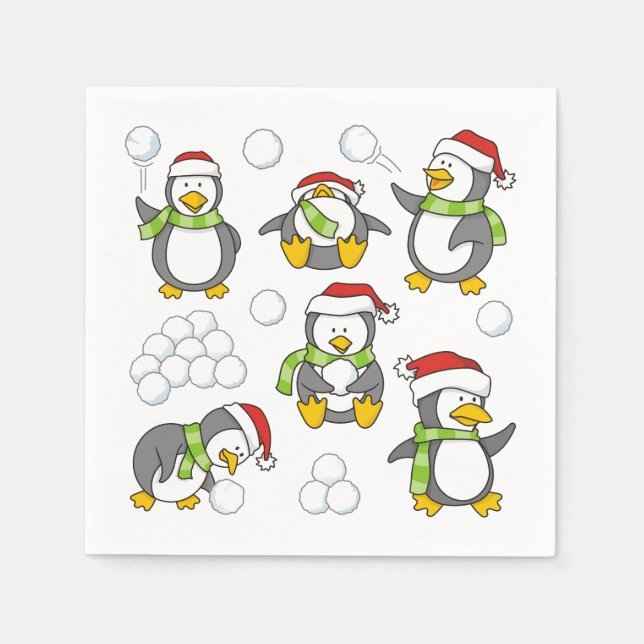 Servilleta De Papel Antecedentes de pingüinos navidades (Anverso)