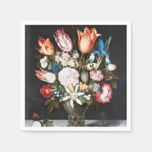 Servilleta De Papel Antiguas Tulipas y Rosas Holandesas de Bosschaert 