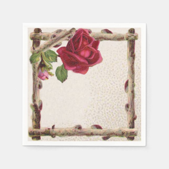 Servilleta De Papel Antigüedad victoriana antigua rosa rústica (Anverso)