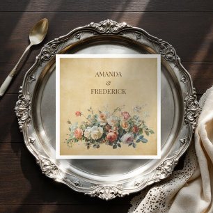 Servilleta De Papel Antiguo arreglo floral de papel boho rústico