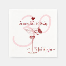 Servilleta De Papel Antiguo Bow Moderno Cherry Martini Cumpleaños