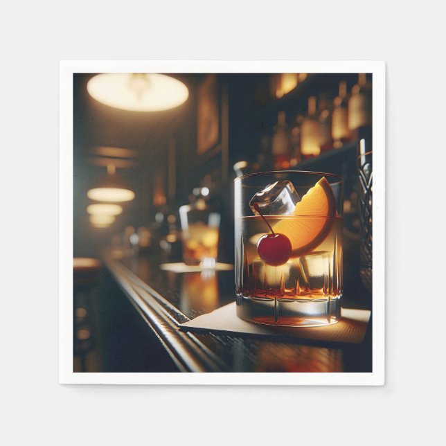 Servilleta De Papel Antiguo Fiesta de cócteles de moda (Anverso)