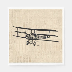 Servilleta De Papel Antiguo Ilustracion de avión viejo de avioneta