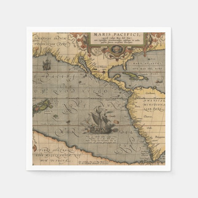 Servilleta De Papel Antiguo mapa inspirado (14) Etiqueta de equipaje (Anverso)