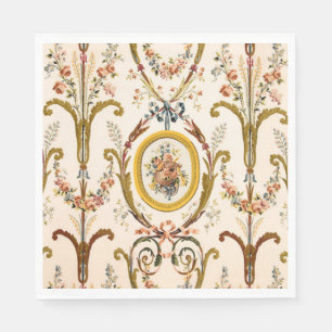 Servilleta De Papel Antiguo Rococo Floral Gold Cream Elegante