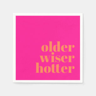 Servilleta De Papel Antiguo Wiser Hotter Negrita Naranja Rosa Cumpleañ