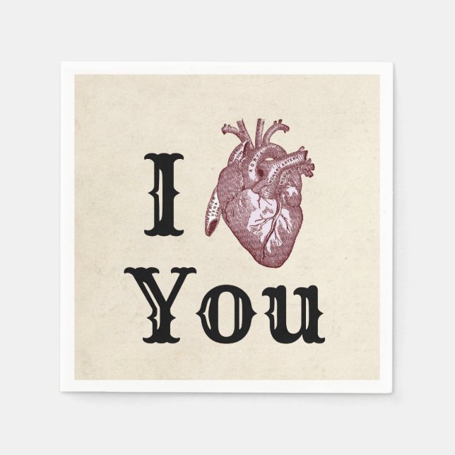 Servilleta De Papel Antique I Heart You (Anverso)
