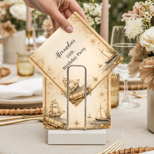 Servilleta De Papel Antique Nautical Map Birthday (Subido por el creador)