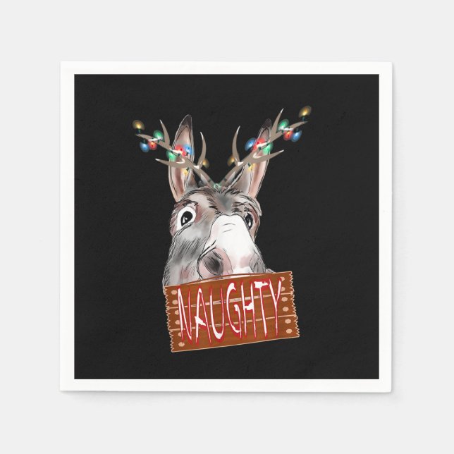 Servilleta De Papel Antlers enciende a Navidades graciosos de Rótulo t (Anverso)