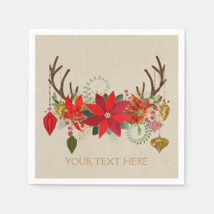 Servilleta De Papel Antlers Ornaments Floral Antlers Fiesta Rústica