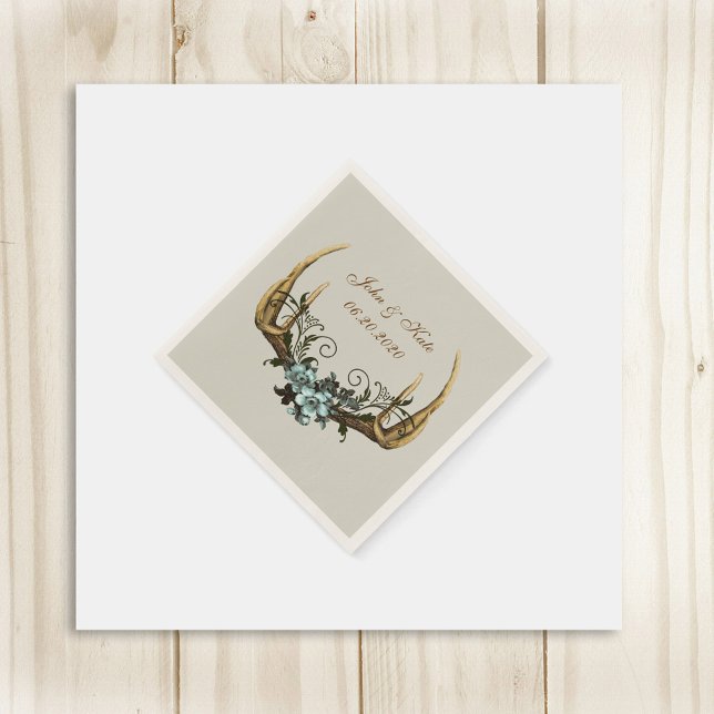 Servilleta De Papel Antlers y Rosas Boda Napkins (Subido por el creador)