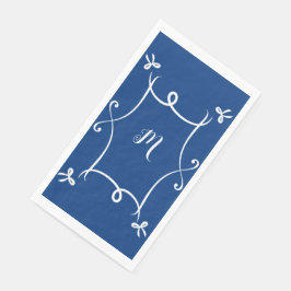 Servilleta De Papel Antoinette Navy Blue Elegem Emblem Filigree