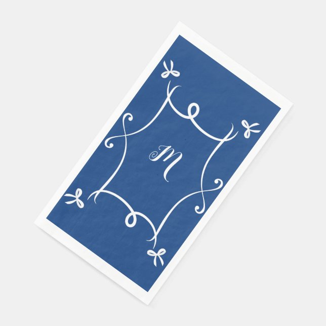 Servilleta De Papel Antoinette Navy Blue Elegem Emblem Filigree (Esquina)